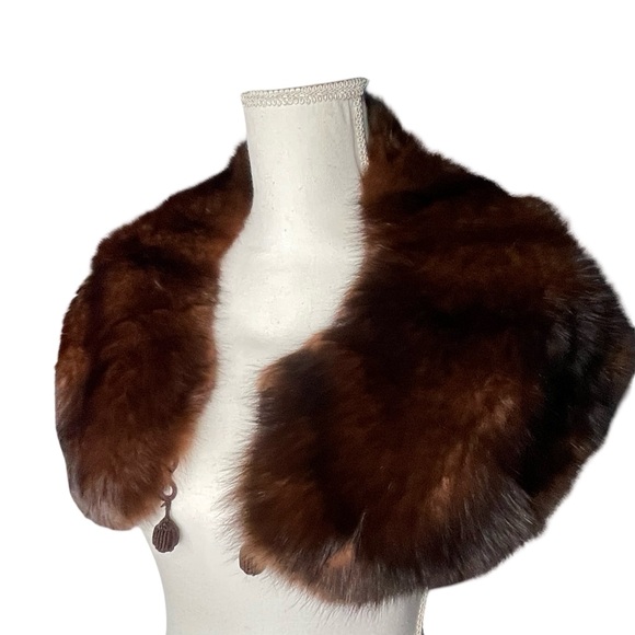 Vintage Real Fur Collar Stole – Chocolate Brown